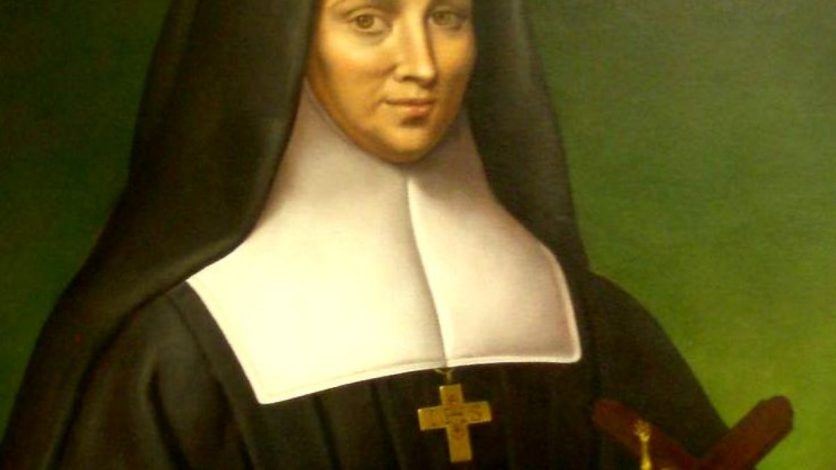 Gemälde der heiligen Johanna Franziska von Chantal von Michael Fuchs aus dem Provinzialat der Oblaten des heiligen Franz von Sales in Wien, Kaasgraben (© Foto: Michael Fuchs, Foto: Osfs [Public domain], https://upload.wikimedia.org/wikipedia/commons/a/ac/Johanna_Franziska_von_Chantal.jpg)