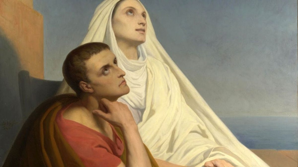 Gemälde der Hl. Monika mit ihrem Sohn Augustinus (Ary Scheffer [Public domain], via Wikimedia Commons)