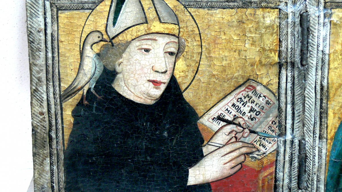 Darstellung des Hl. Augustinus in der Stadtpfarrkirche Langenzehn in Bayern (on Wolfgang Sauber [GFDL (http://www.gnu.org/copyleft/fdl.html)   (https://creativecommons.org/licenses/by-sa/3.0)], vom Wikimedia Commons)