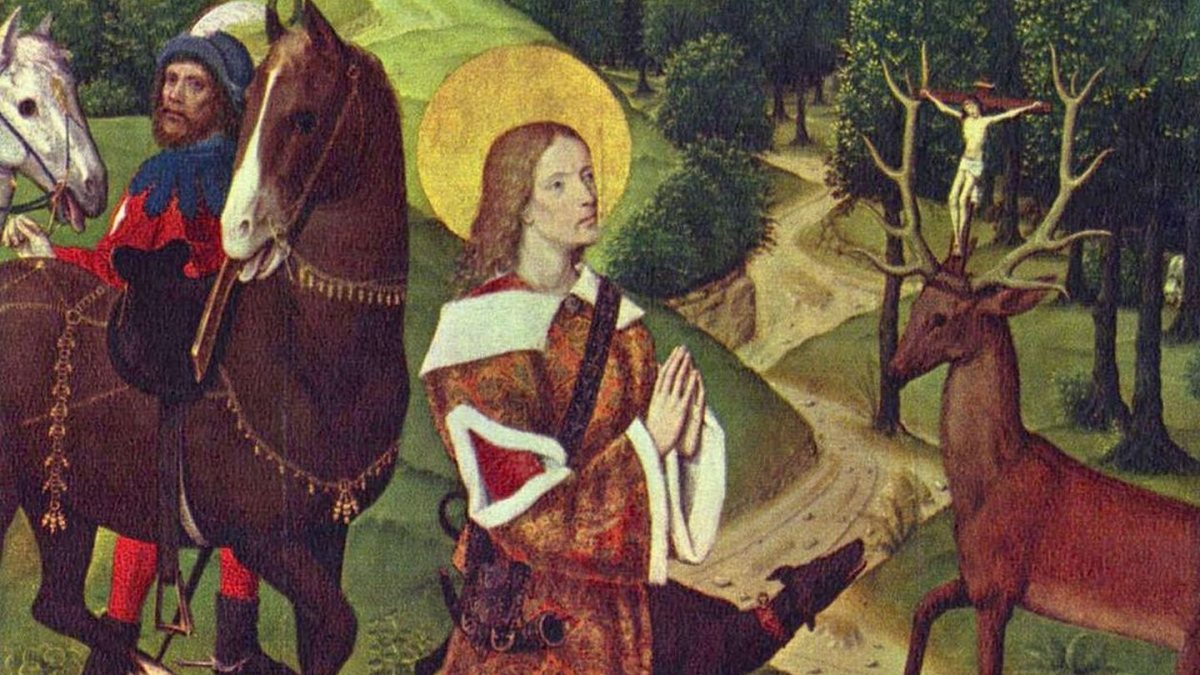 Die Bekehrung des hl. Hubertus (Meister des Marienlebens [Public domain], via Wikimedia Commons)