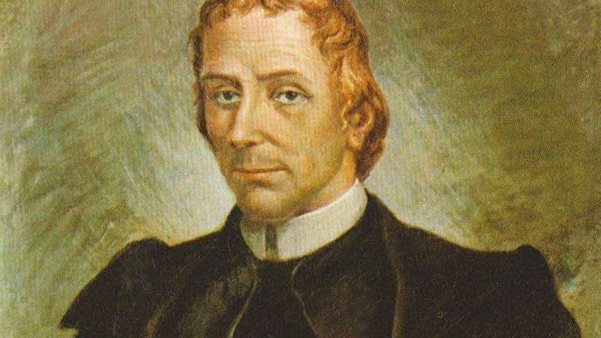 Ölgemälde von Aronne Del Vecchio mit dem Bildnis des Seligen Carlo Steeb. (Aronne Del Vecchio [Public domain], via Wikimedia Commons)