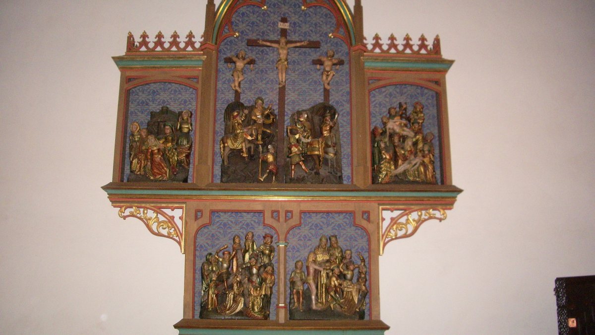 Reliquar der "Heiligen &Auml;rzte" (Marius und Martha mit ihren S&ouml;hnen Abachum und Audifax in der F&uuml;rstabtei Pr&uuml;m. (hk [GFDL (http://www.gnu.org/copyleft/fdl.html) oder CC-BY-SA-3.0 (http://creativecommons.org/licenses/by-sa/3.0/)], von Wikimedia Commons)