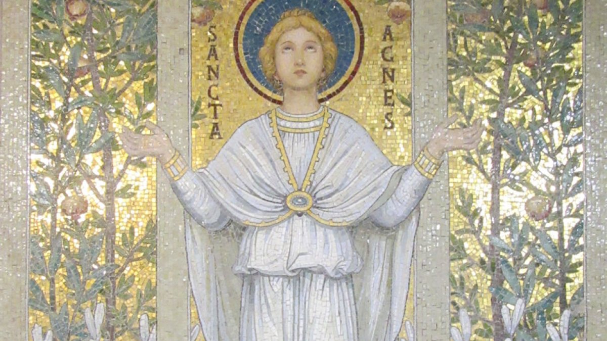 Mosaik in der Krypta der Kirche Cecilla in Trastevere (Joachim Sch&auml;fer - <a href="https://www.heiligenlexikon.de">&Ouml;kumenisches Heiligenlexikon</a>)