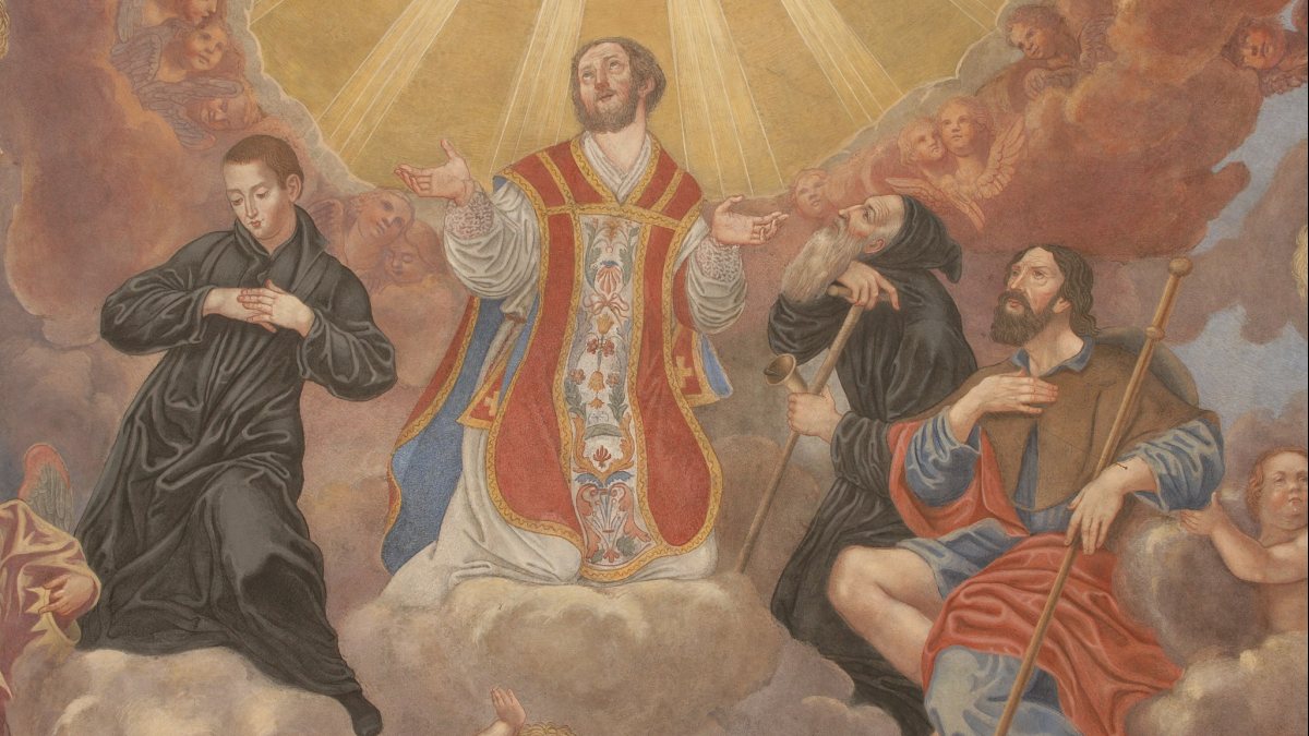 Fresko des Hl. Valentin in der Franziskanerkirche in Laibach. (Matevž Langus [Public domain])