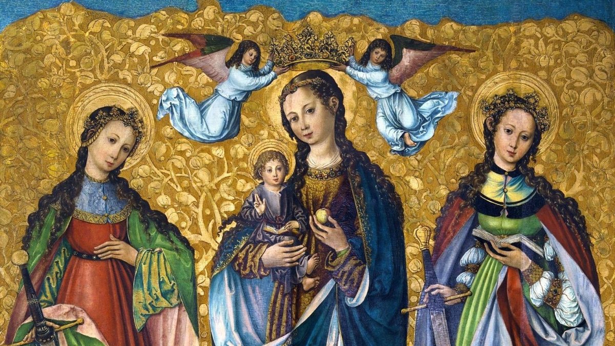 Die Gottesmutter mit dem Kind und den hll. Perpetua (rechts) und Felicitas (links), Gem&auml;lde im Nationalmuseum Warschau. (Nationalmuseum Warschau [Public domain])