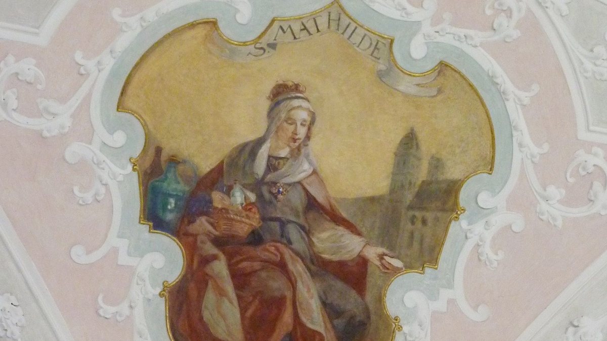 Darstellung der Hl. Mathilde in der Katholischen Pfarrkirche St. Martin in Zusamaltheim. (GFreihalter [CC BY-SA 3.0 (https://creativecommons.org/licenses/by-sa/3.0)])