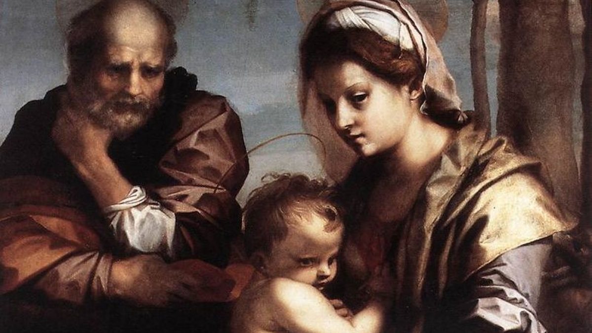 Die Heilige Familie mit Joseph, Maria und dem Jesuskind in der Galleria Nazionale d'Arte Antica in Rom. (Joachim Sch&auml;fer - <a href="www.heiligenlexikon.de">&Ouml;kumenisches Heiligenlexikon</a>)